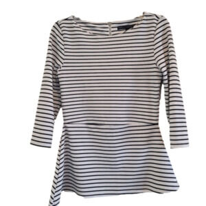White House Black Market Black/White Striped Peplum Top Size S